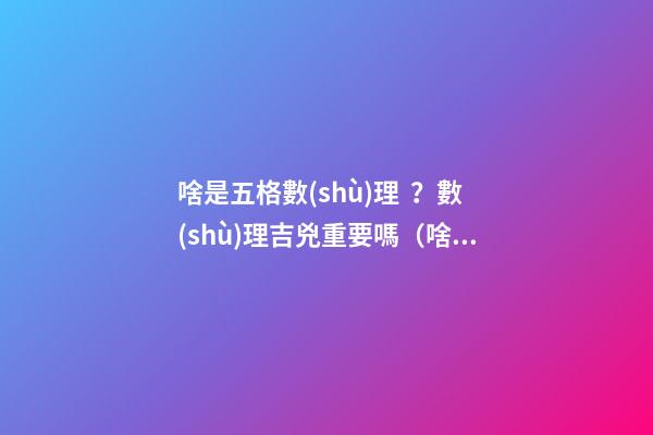 啥是五格數(shù)理？數(shù)理吉兇重要嗎（啥是五格數(shù)理?數(shù)理吉兇重要嗎視頻）
